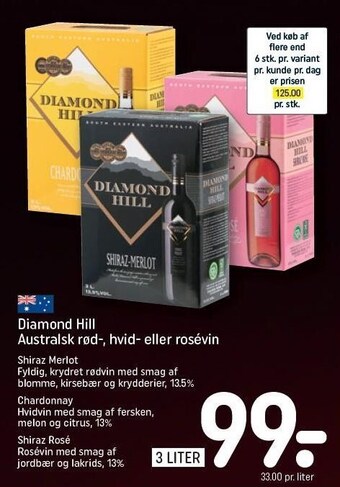 REMA 1000 Diamond hill australsk rød-, hvid- eller rosévin tilbud