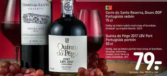Cerro do santo reserva, duoro dop portugisisk rødvin el. quinta do pégo 2017 lbv port portugisisk portvin