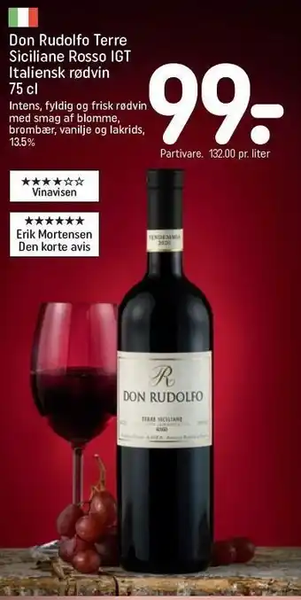 Don rudolfo terre siciliane rosso igt italiensk rødvin