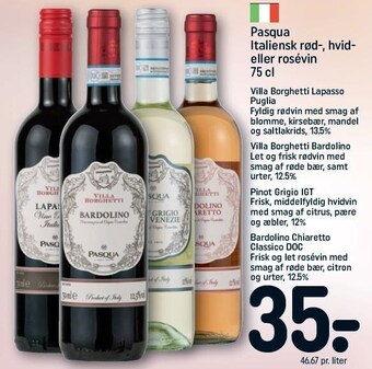 REMA 1000 Pasqua italiensk rød-, hvid- eller rosévin tilbud
