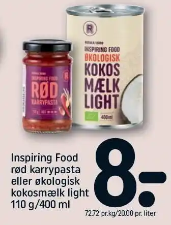 REMA 1000 Inspiring food rød karrypasta el. økologisk kokosmælk light tilbud