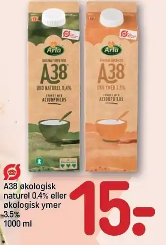 REMA 1000 A38 økologisk naturel 0.4% el. økologisk ymer 3.5% tilbud