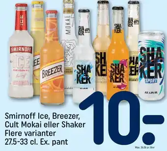 REMA 1000 Smirnoff ice, breezer, cult mokai el. shaker tilbud