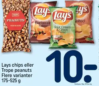 REMA 1000 Lays chips eller trope peanuts tilbud