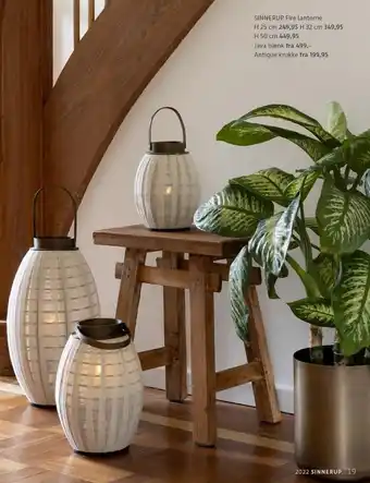 Sinnerup fire lanterne, java bænk el. antique krukke