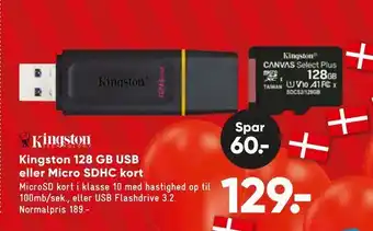 Kingston 128 gb usb eller micro sdhc kort