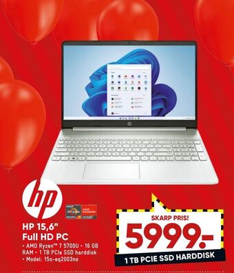 Bilka Hp 15,6" full hd pc tilbud