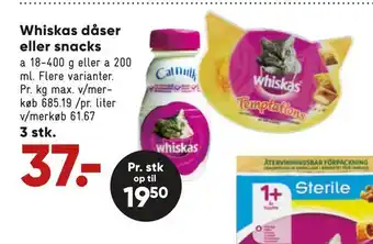 Bilka Whiskas dåser eller snacks tilbud