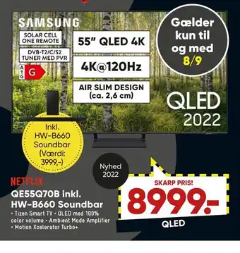 Bilka Samsung qe55q70b inkl. hw-b660 soundbar tilbud