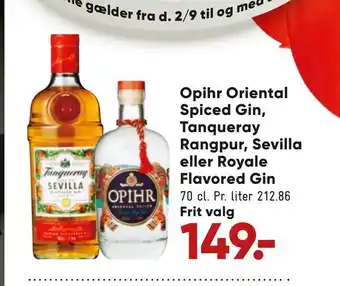 Opihr oriental spiced gin, tanqueray rangpur, sevilla eller royale flavored gin