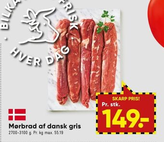 Bilka Mørbrad af dansk gris tilbud