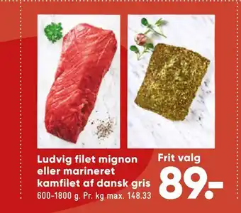 Bilka Ludvig filet mignon eller marineret kamfilet af dansk gris tilbud