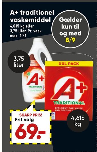 Bilka A+ traditionel vaskemiddel tilbud