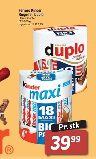 Fakta Tyskland Ferrero kinder riegel el. duplo tilbud