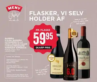 MENY Barbera d'alba, barbera appassimento, la croix jocas 6,0 eller château recougne bordeaux supérieur tilbud