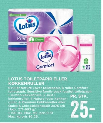 MENY Lotus toiletpapir eller køkkenruller tilbud