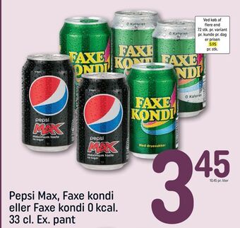 REMA 1000 Pepsi max, faxe kondi eller faxe kondi 0 kcal tilbud