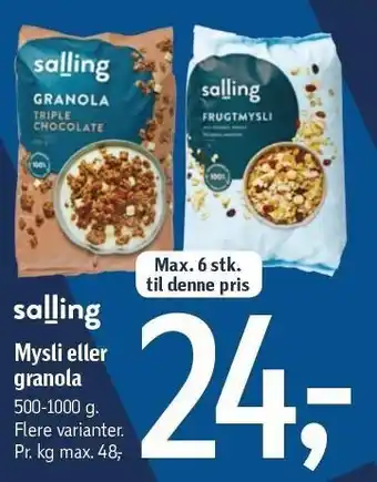Føtex Salling mysli el. granola tilbud
