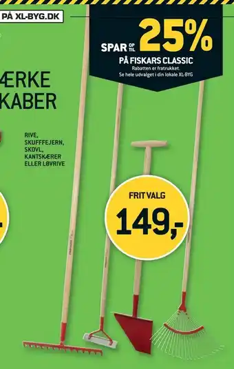 XL-BYG Rive, skufffejern, skovl, kantskærer eller løvrive tilbud