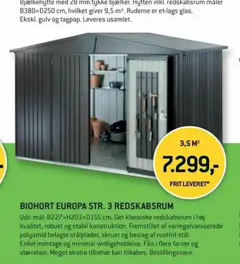XL-BYG Biohort europa str. 3 redskabsrum tilbud