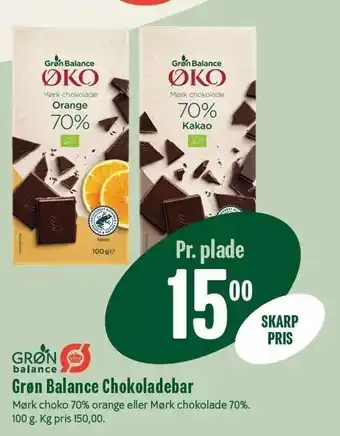 Min Købmand Grøn balance chokoladebar tilbud