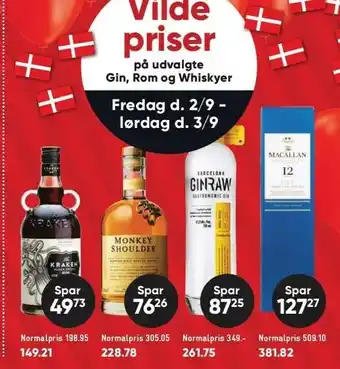 Bilka Gin, rom og whisky tilbud