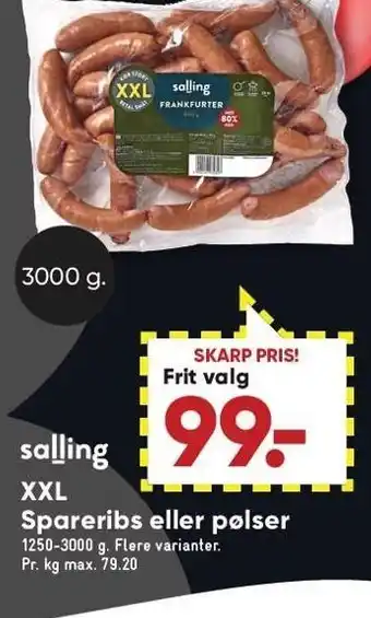 Bilka Spareribs el. pølser tilbud