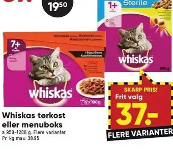 Bilka Whiskas tørkost el. menuboks tilbud