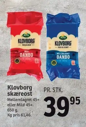 SPAR Klovborg skæreost tilbud