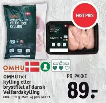 SPAR Omhu hel kylling eller brystfilet af dansk velfærdskylling tilbud