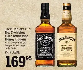 SPAR Jack daniel's old no. 7 whiskey eller tennesse honey liqueur tilbud