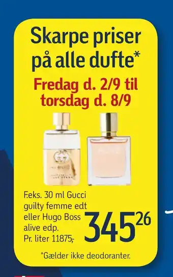 30 ml gucci guilty femme edt eller hugo boss alive edp.
