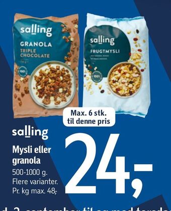 Føtex Mysli eller granola tilbud
