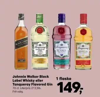 Johnnie walker black label whisky eller tanqueray flavored gin