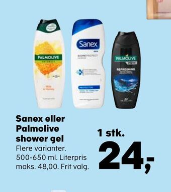 SuperBrugsen Sanex eller palmolive shower gel tilbud