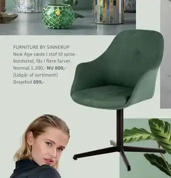 Sinnerup New age sæde i stof til spise bordsstol, fås i flere farver tilbud
