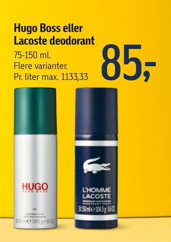 Føtex Hugo boss eller lacoste deodorant tilbud