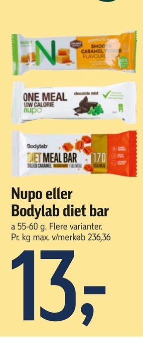 Føtex Nupo eller bodylab diet bar tilbud
