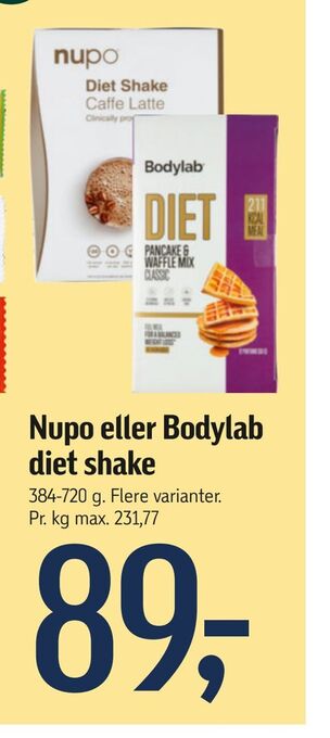 Føtex Nupo eller bodylab diet shake tilbud