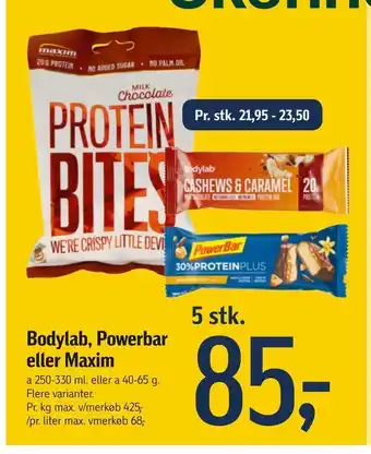 Føtex Bodylab, powerbar eller maxim tilbud