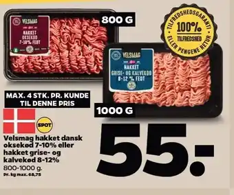 Netto Velsmag hakket dansk oksekød 7-10% el. hakket grise- og kalvekød 8-12% tilbud