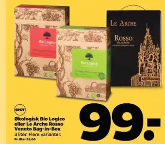 Netto Øko. bio logico el. le arche rosso veneto bag-in-box tilbud