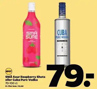 Netto Små sour raspberry shots el. cuba pure vodka tilbud
