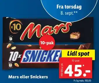 Lidl Mars eller Snickers tilbud