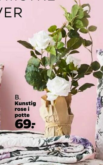 Netto Kunstig rose i potte tilbud