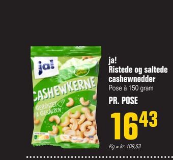 Otto Duborg Ja! ristede og saltede cashewnødder tilbud