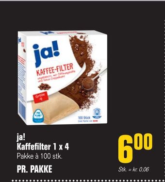Otto Duborg Ja! kaffefilter 1 x 4 tilbud