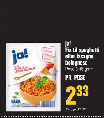 Otto Duborg Ja! fix til spaghetti eller lasagne bolognese tilbud