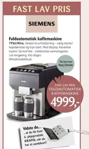 Kop & Kande Siemens espressomaskine tilbud