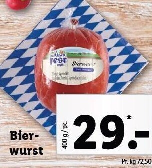 Lidl Bierwurst tilbud
